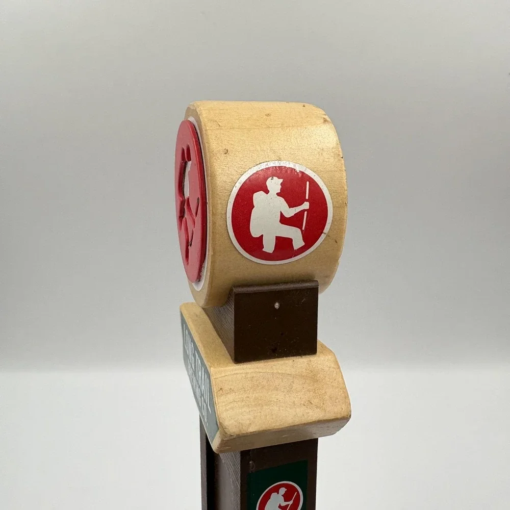 Long‎ Trail Brewing Co Hiker Logo Draft Beer Tap Handle Wood Brown Red Barware